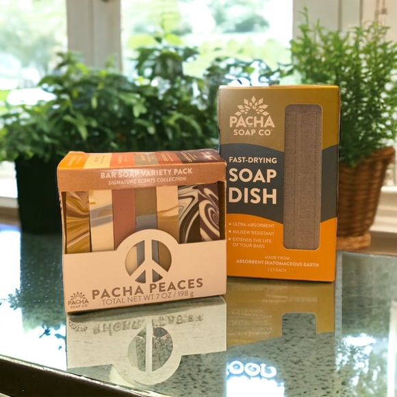 Pacha Soap Co Pacha Peaces Bar Soap Variety Pack Soap Dish Set NWT - Picture 16 of 16